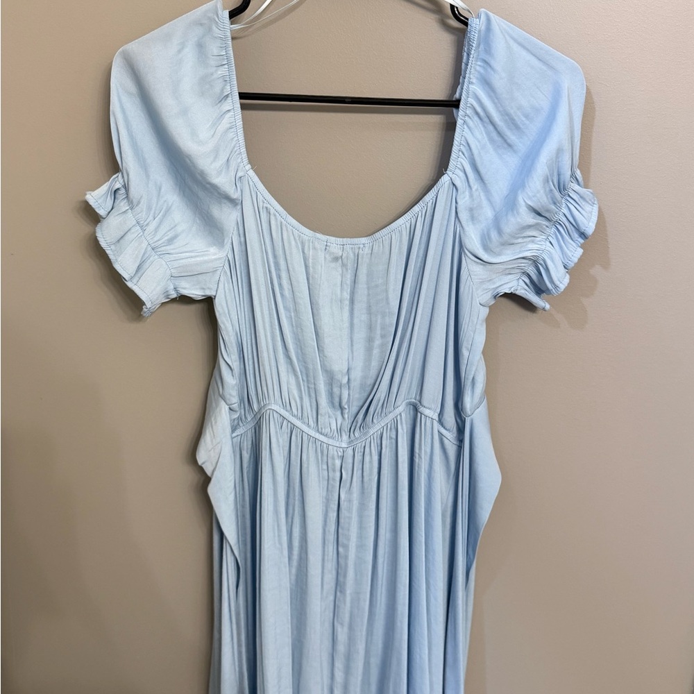 Francesca's Collections Sky Blue Puff Sleeve Mini Dress
